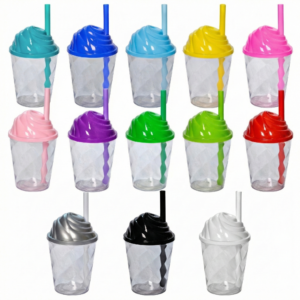 Copo Cristal 200ml com Tampa Chantilly e Canudo
