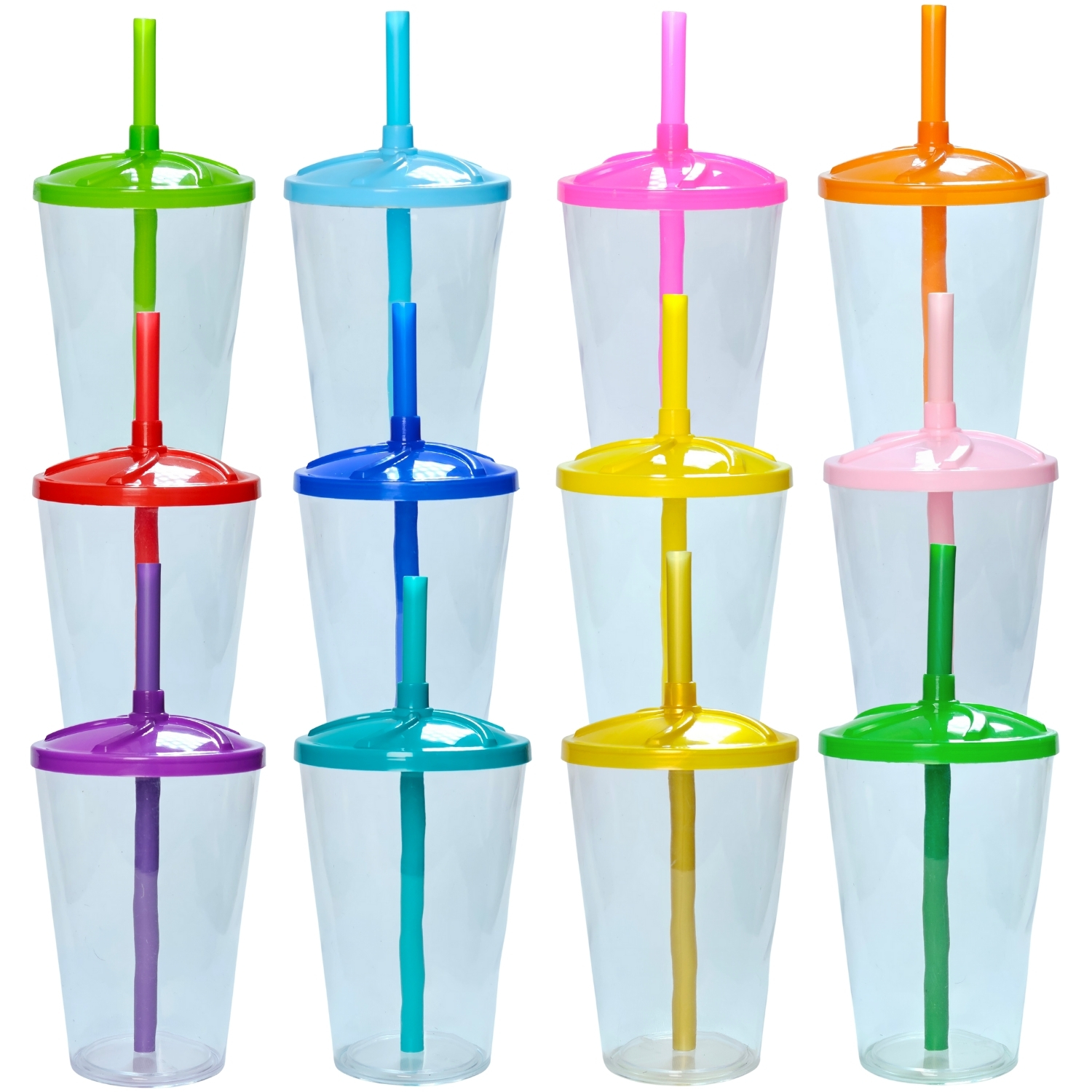 Copo Cristal Com Tampa Twister e Canudo 300ml