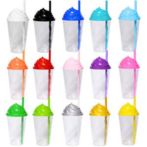 Copo Cristal com Tampa Chantilly e Canudo 500ml